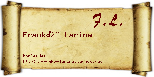 Frankó Larina névjegykártya